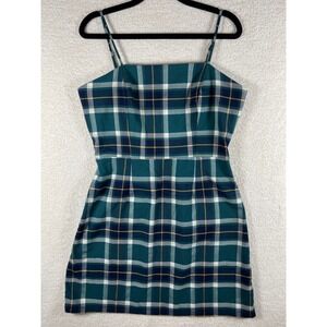 Y2K 90s square‎ neck tartan plaid dress jumper clueless L preppy academic punk